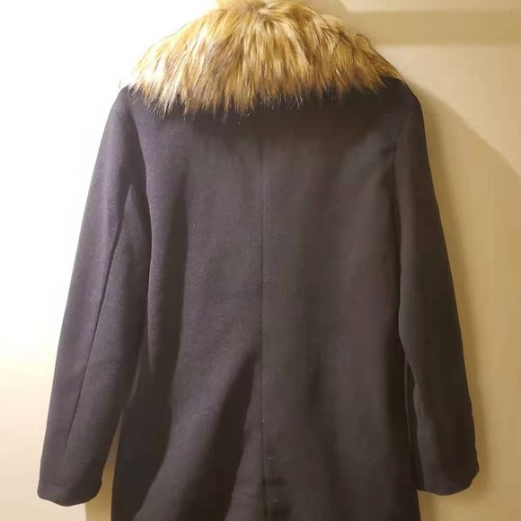 Patchwork Notched Lapel Men's Slim Coat Size M - Picture 4 of 6